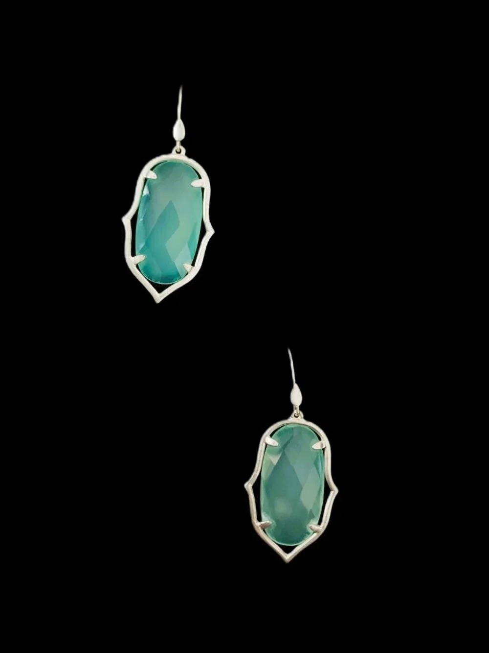 Retired Stella & Dot Amala Chandelier Earrings Mint Green Silver New On Card